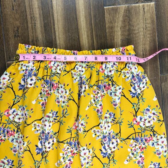 Blue Rain Yellow Bubble Mini Skirt size M, Elastic waist band, Y2K style Floral - Picture 7 of 11